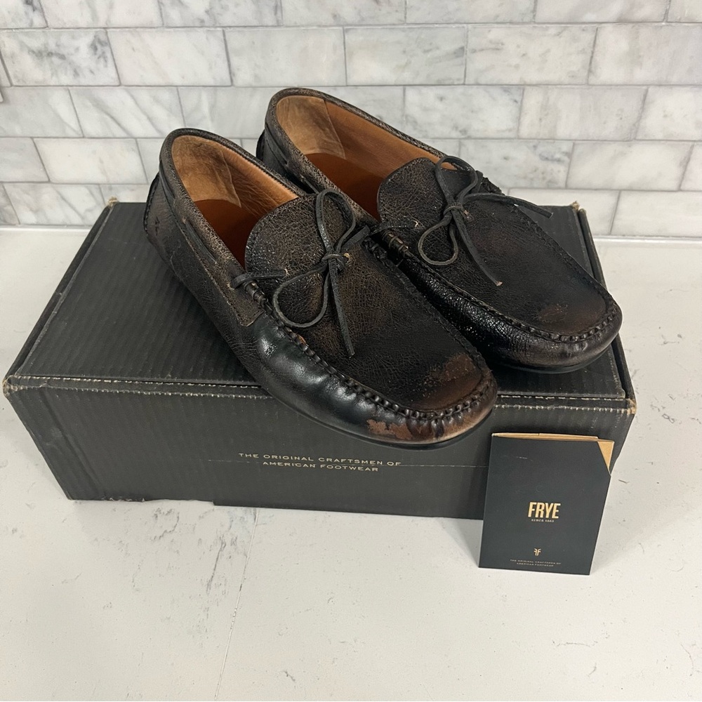 Frye Men's Allen Tie Moc Toe Driver Loafers 3481358 Shoes Size 9